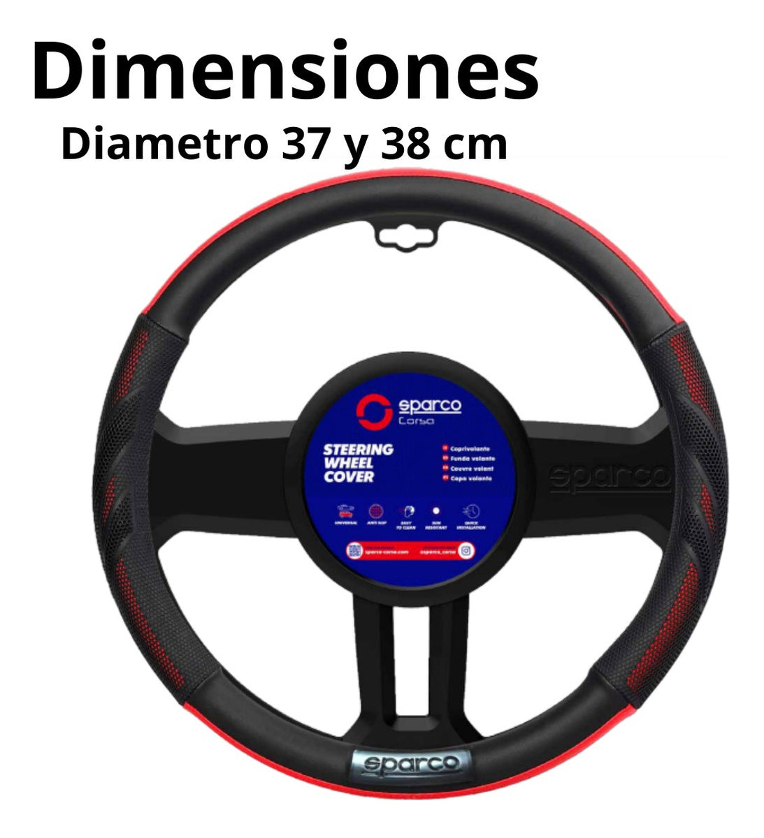 Funda Cubre Volante Sparco Negro Con Rojo Doble Vista