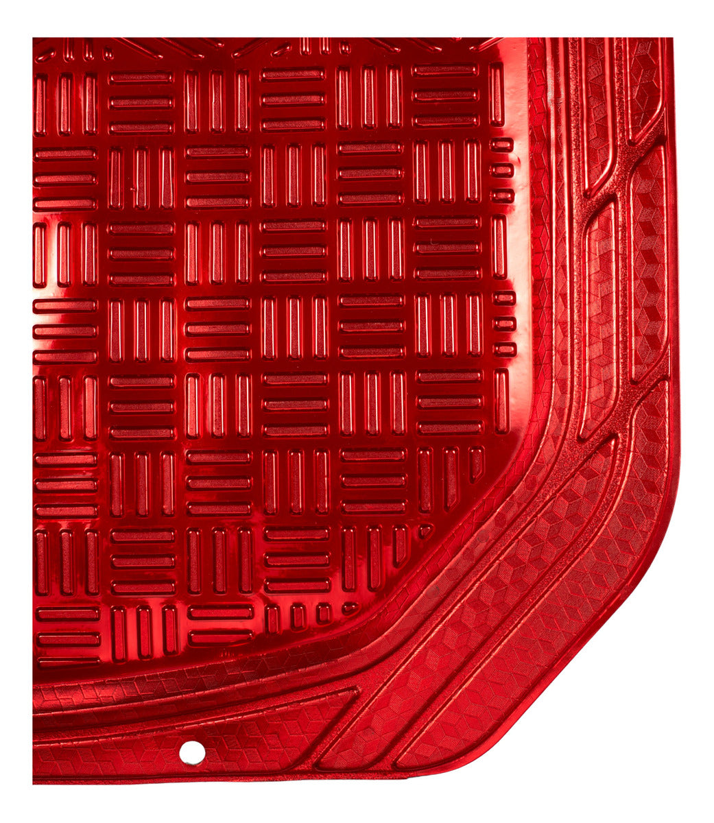 Tapete Uso Rudo De Charola Grecia Metalizado Rojo 4 Pzs
