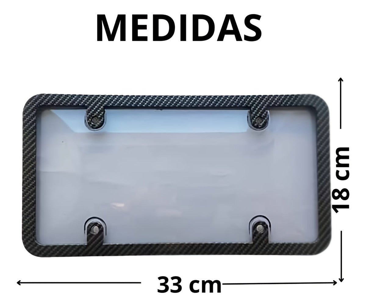 2 Pz Porta Placas Metalica Fibra Carbon Con Mica Cubre Placa