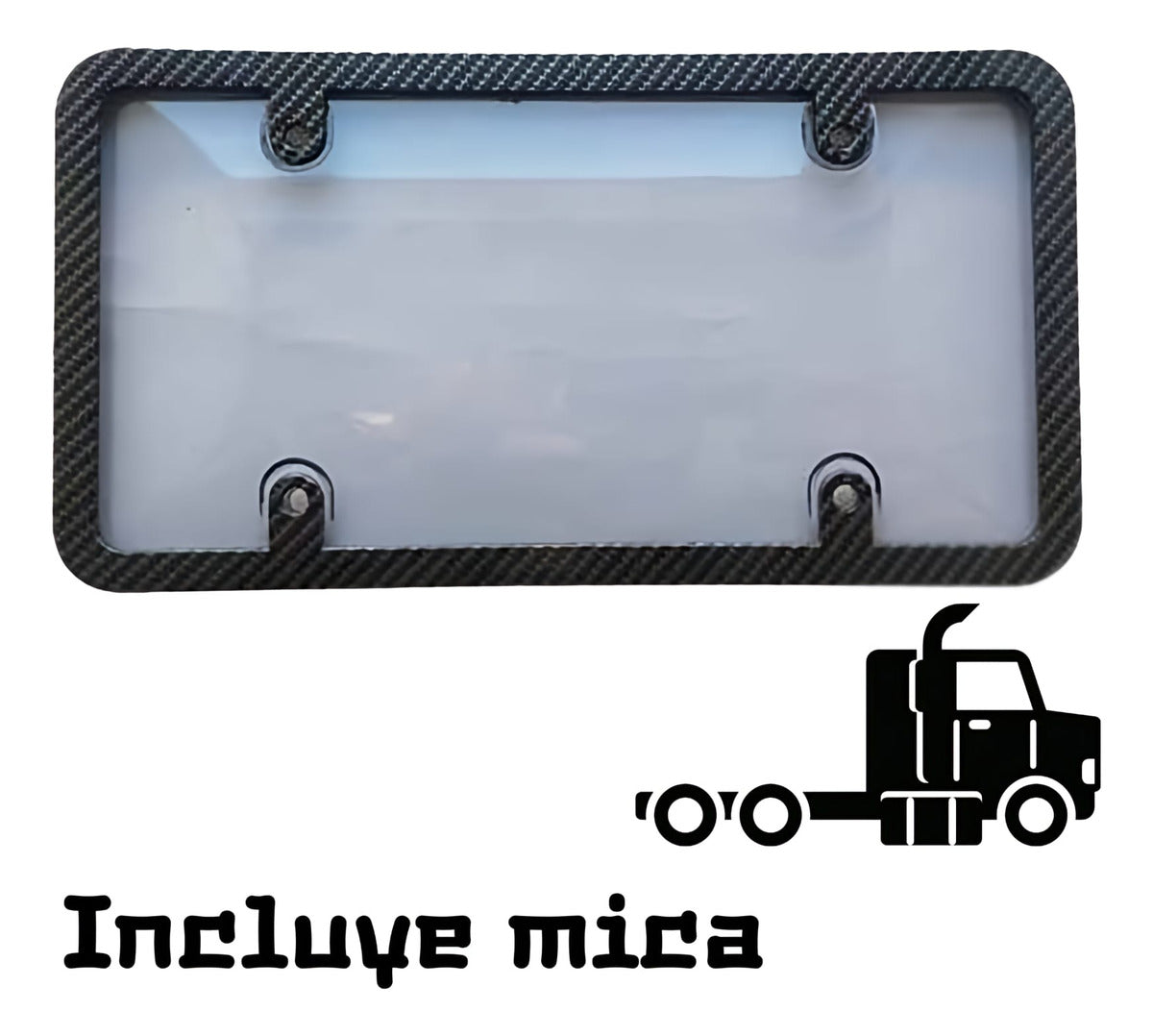 2 Pz Porta Placas Metalica Fibra Carbon Con Mica Cubre Placa