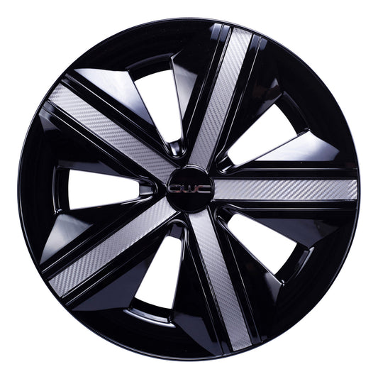 4 Tapones Polveras Llanta Extensión Negro Con Gris Rin 14