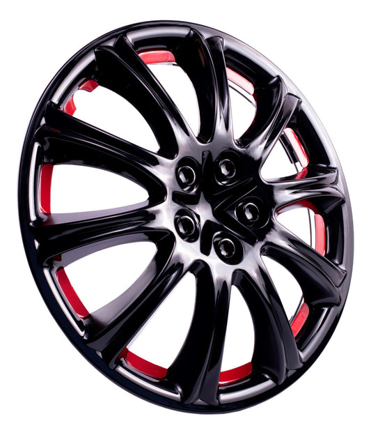 Tapones Polveras Rin 13 Negro Brillante Con Rojo Naranja Owc