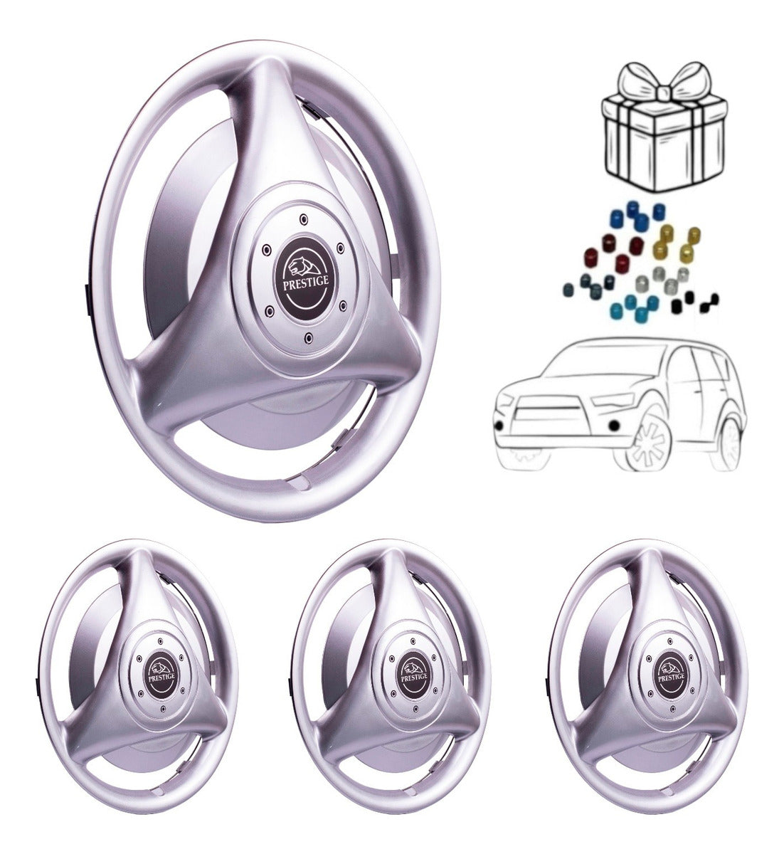 4 Tapones Optimus Gris Polvera Llanta Rin 14 Deportivo