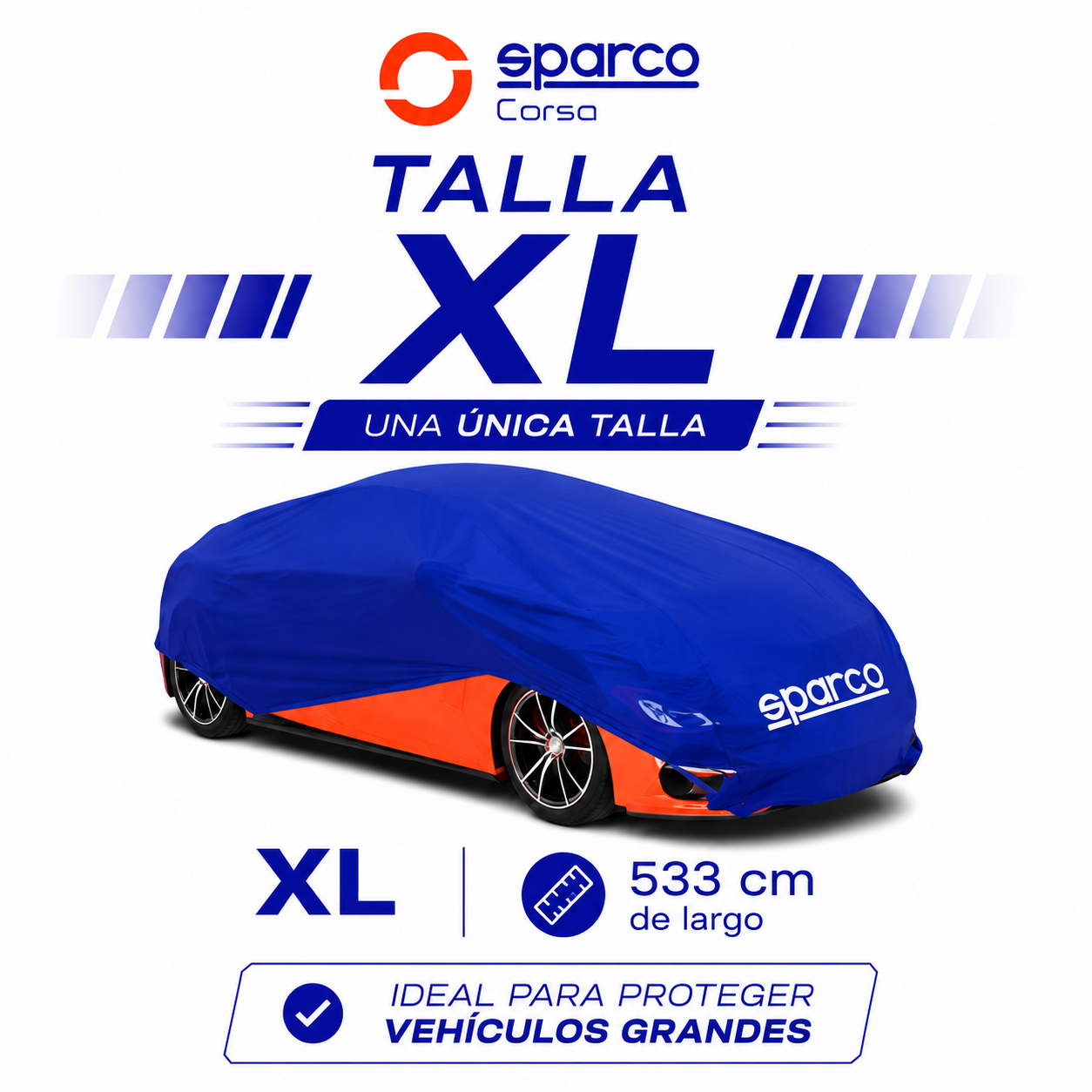 Funda Cubierta Sparco XL Azul Car Cover Para Auto Protector