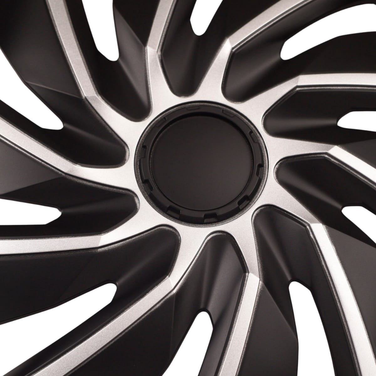 4 Tapones Lujo Europeos Silver Black Turbo Rin 13 Deportivo