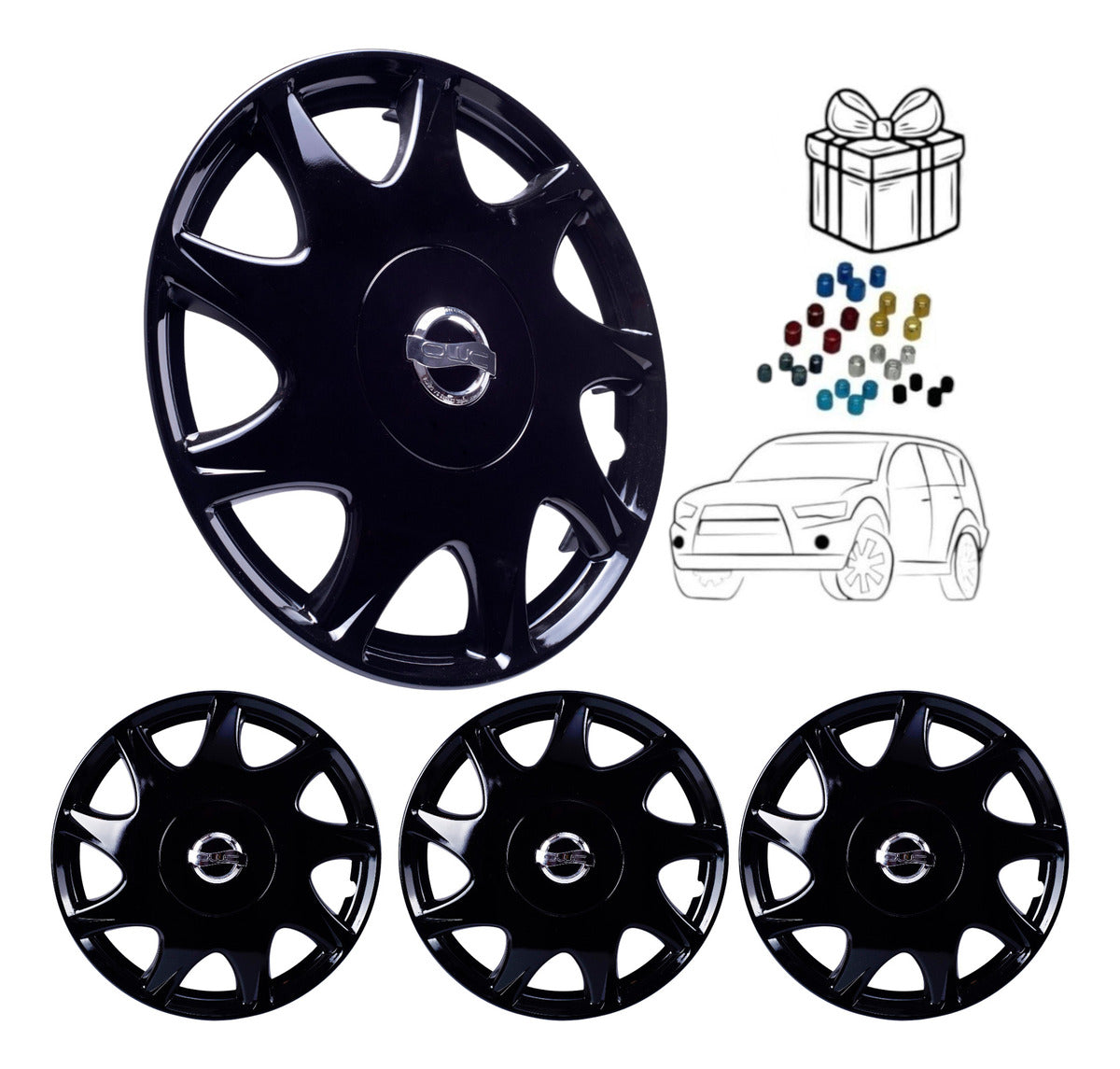 Tapones Polveras Tipo Tsuru Nissan Optimus Negro Rin 13