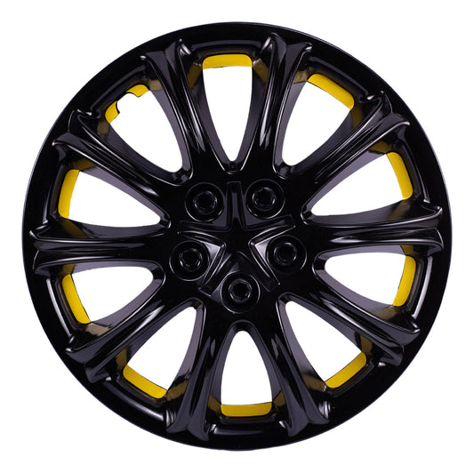 Tapones Polveras Optimus Rin 14 Negro Brillante Con Amarillo