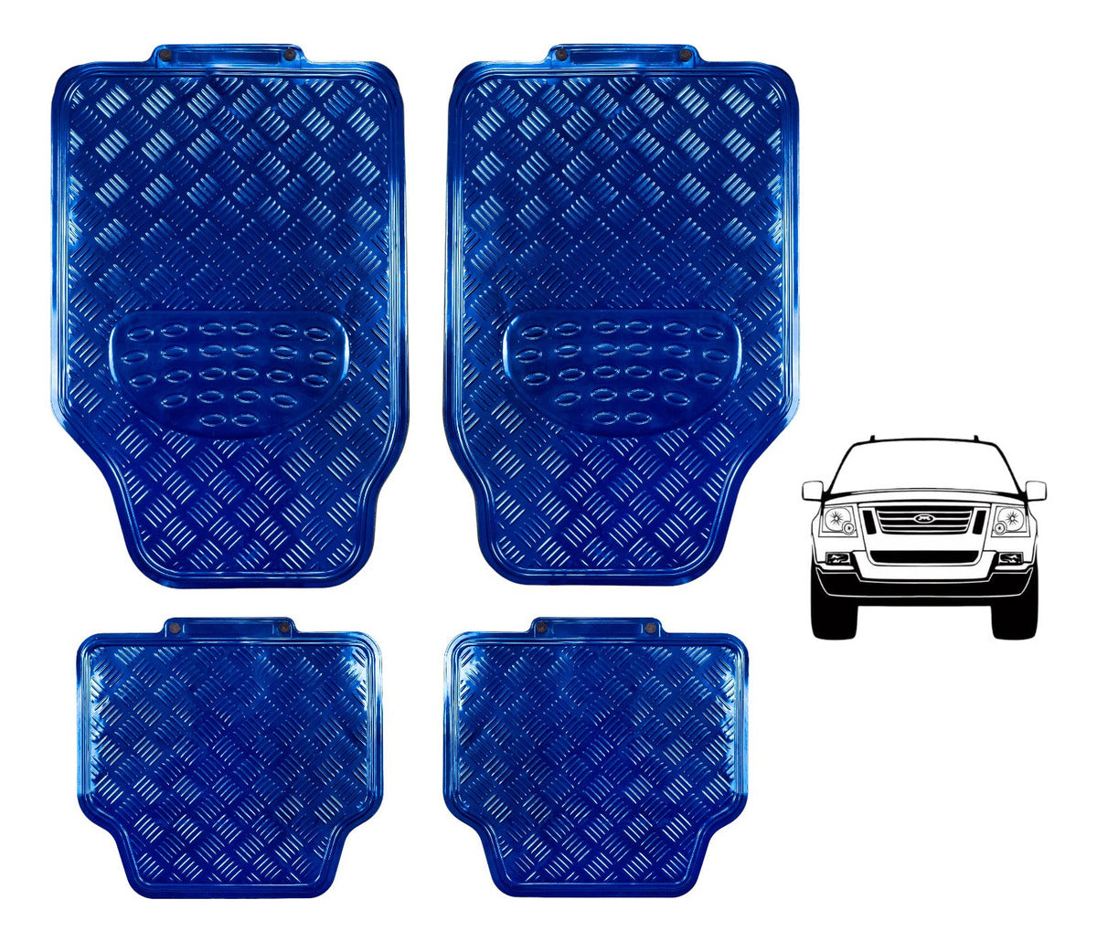 Tapete 4 Piezas Metalizado Color Azul Para Auto Camioneta