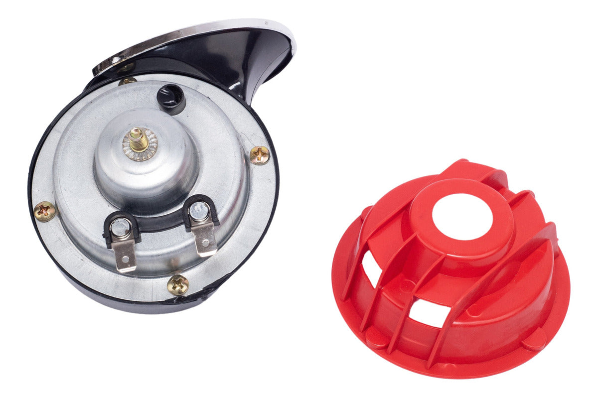 2 Bocinas Claxon Caracol Rejilla Rojas Universales Auto