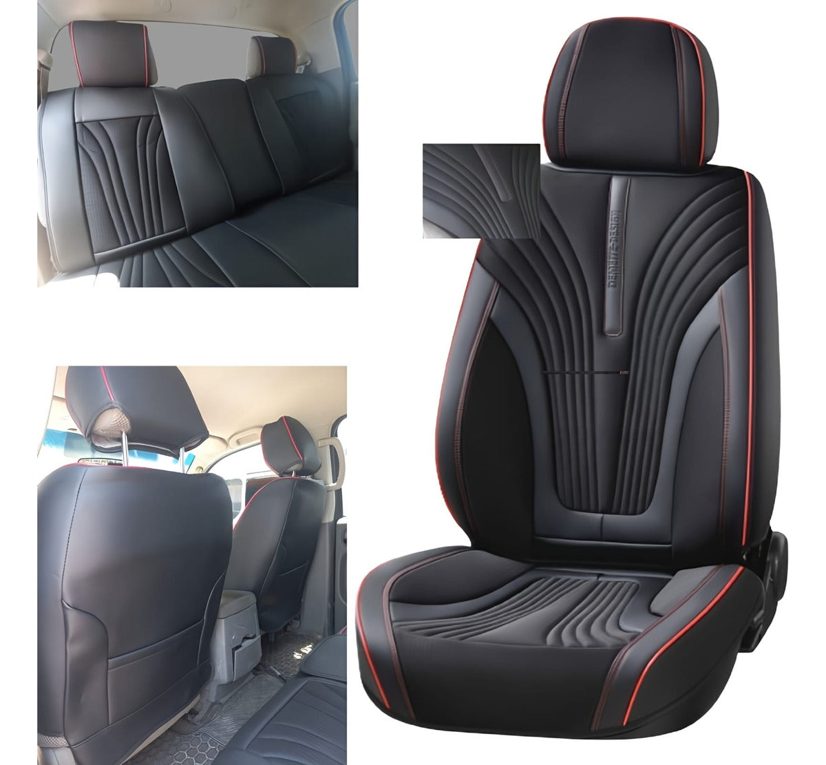 Cubre Asientos Vestiduras Fundas Premium Universal Negro 3d