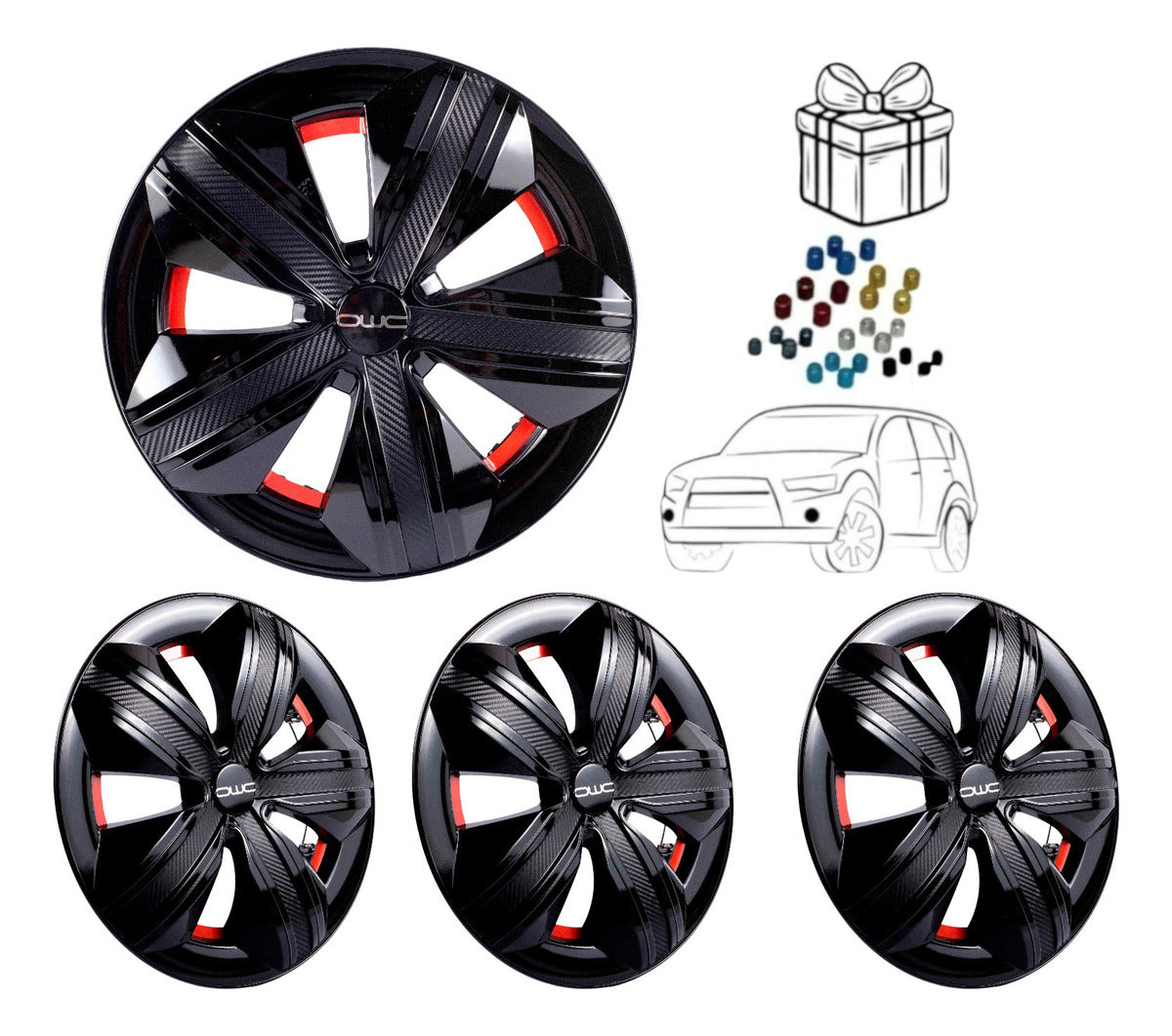Tapones Polveras Extensión Negro Rin 14 Owc