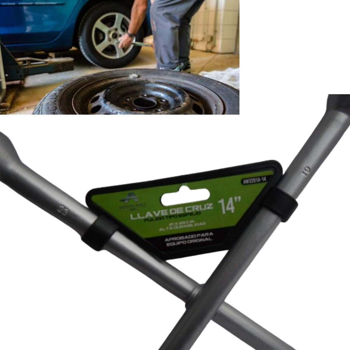 Llave De Cruz 14 Cromada Universal Llanta Auto/camioneta