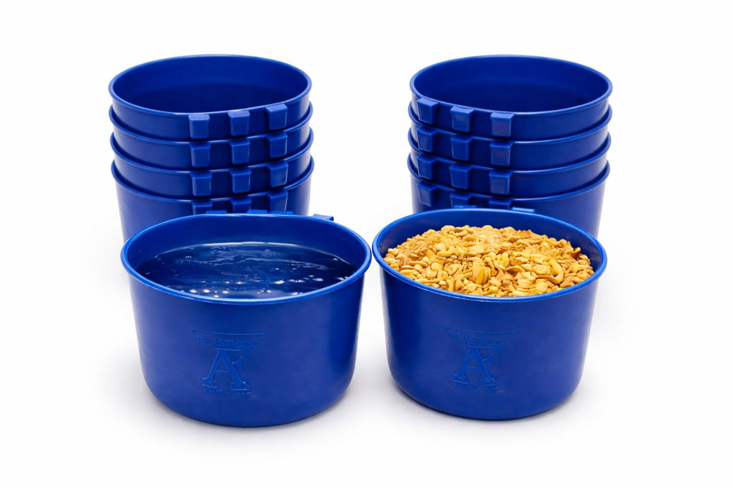PLÁSTICOS AF Comederos y Bebederos Jaula de 1.2 L Azul para Aves, Pericos, Gallos y Pájaros, Kit de 10 Piezas. para Alimento Húmedo, Seco, Semillas y Alpiste. Dispensador y Alimentador para Jaula.