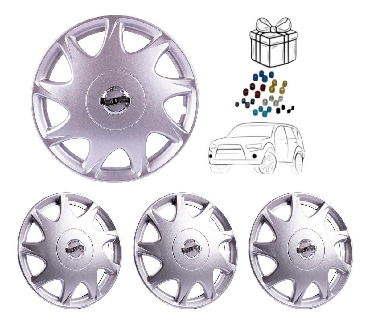 Tapones Polveras Tipo Tsuru Nissan Optimus Gris Rin 14