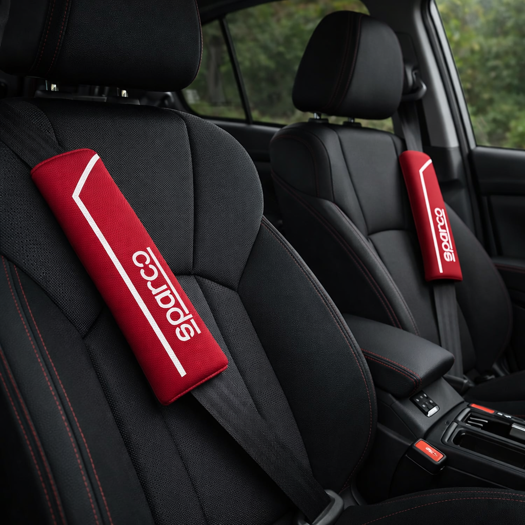 Funda Cubrevolante Sparco Negro Rojo Cubre Cinturón