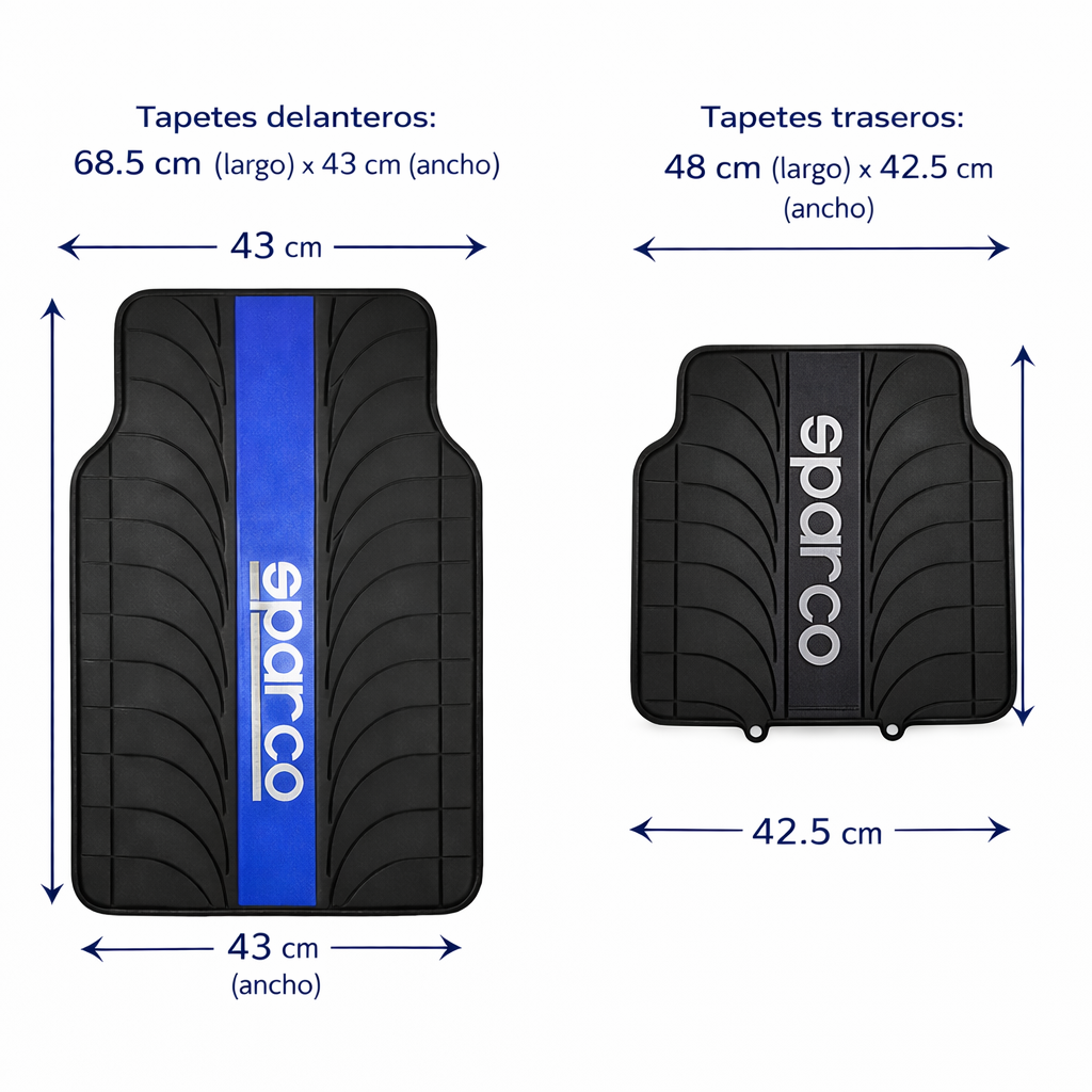 Tapete Alfombra Sparco 4 Piezas Negro/azul