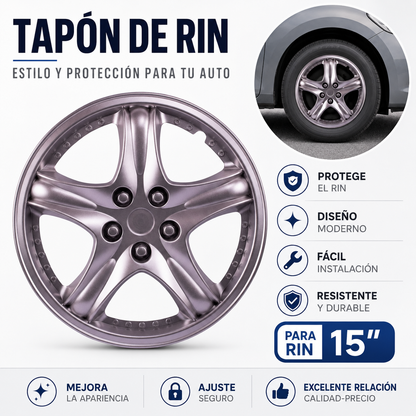 Tapones Universales Deportivos Estrella Para Rin 15 Gris