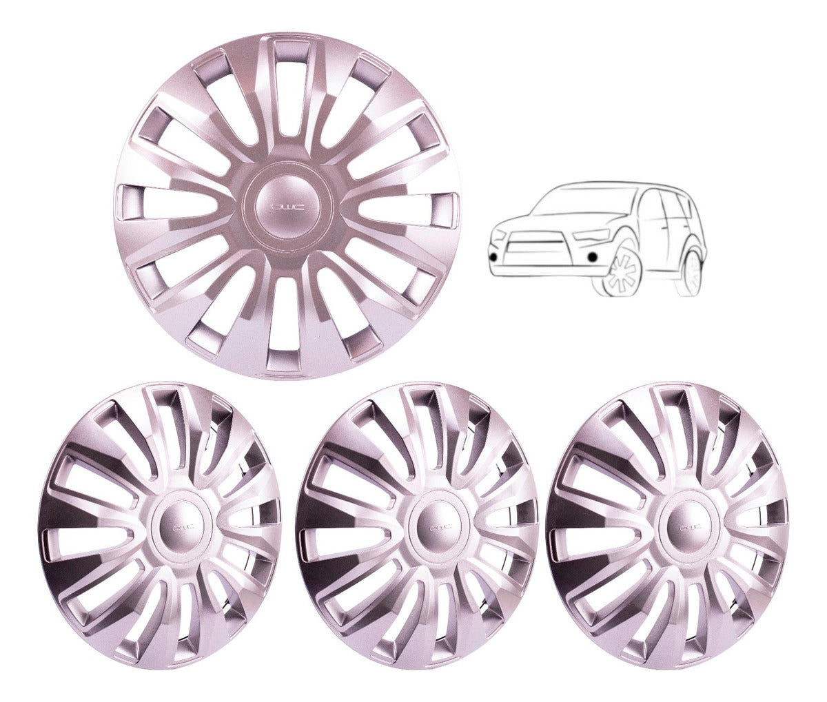 Juego De 4 Tapones Polveras Rin 14 Gris Plateado Universal