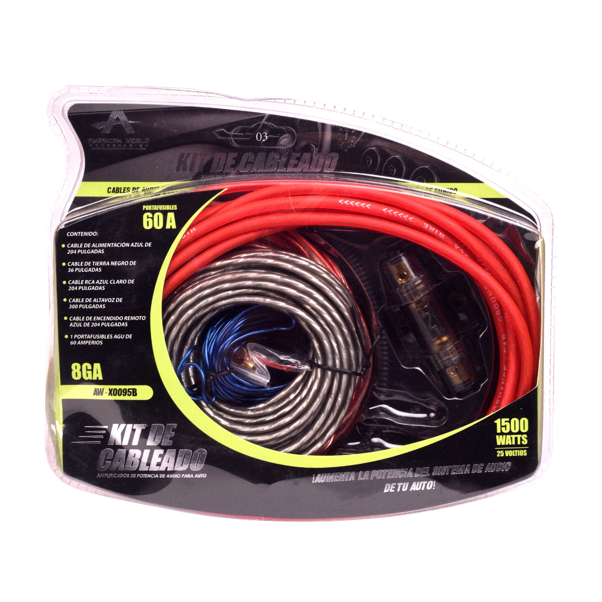Kit Instalación Cable Rca Amplificador Audio Auto 8ga