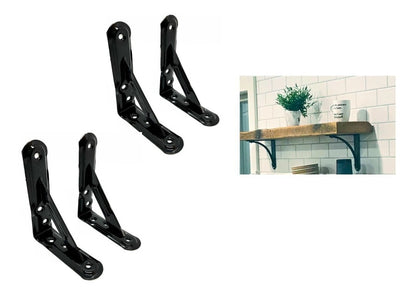 Ménsulas 15.5x13cm Decorativas Reforzada Negro Repisa 4pzs M