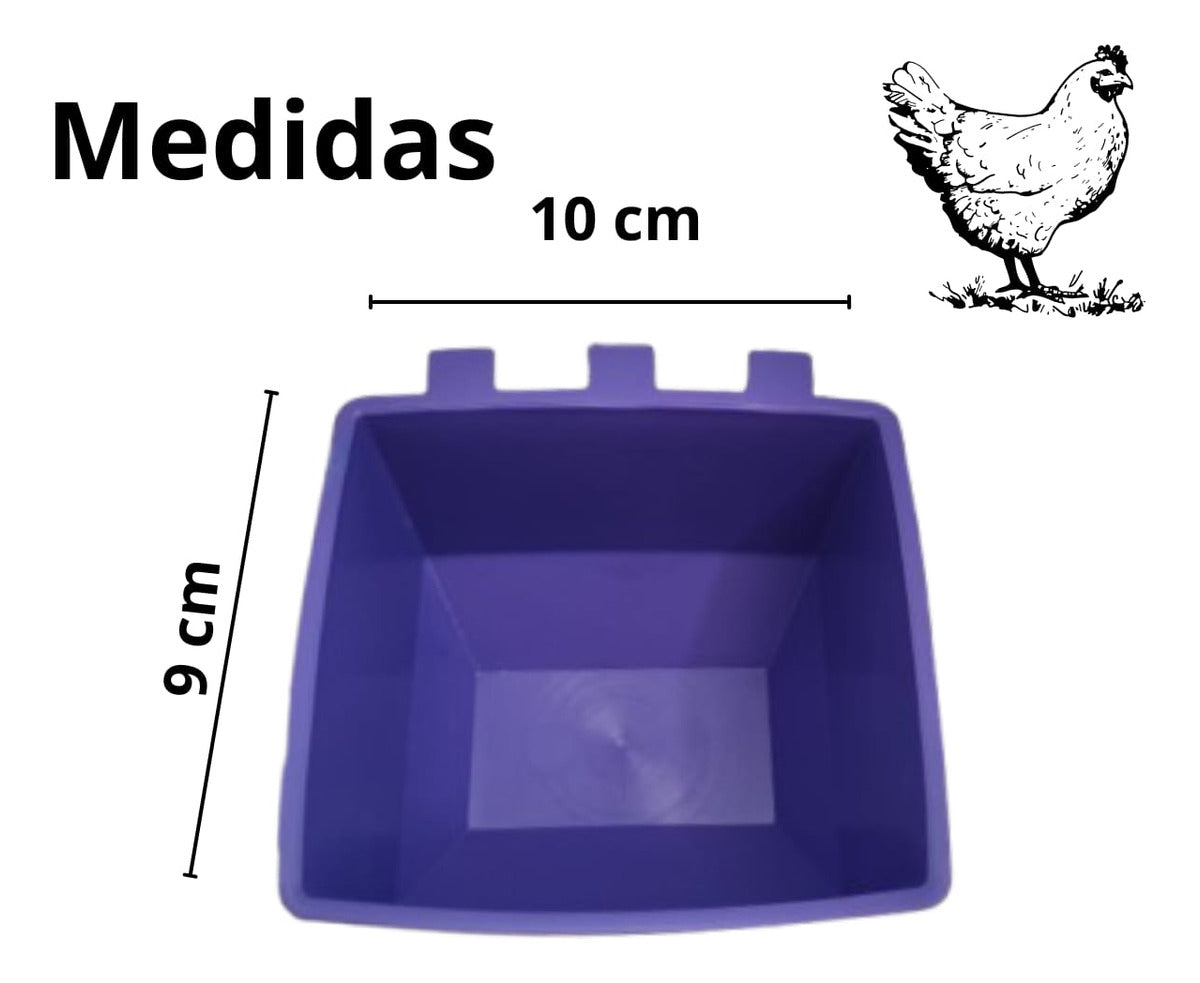 50 Bebederos Comederos Cuadrados Morados Gallos Aves