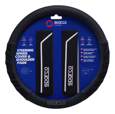 Cubrevolante Y Hombreras Sparco Negro Antiderrapante Cuero