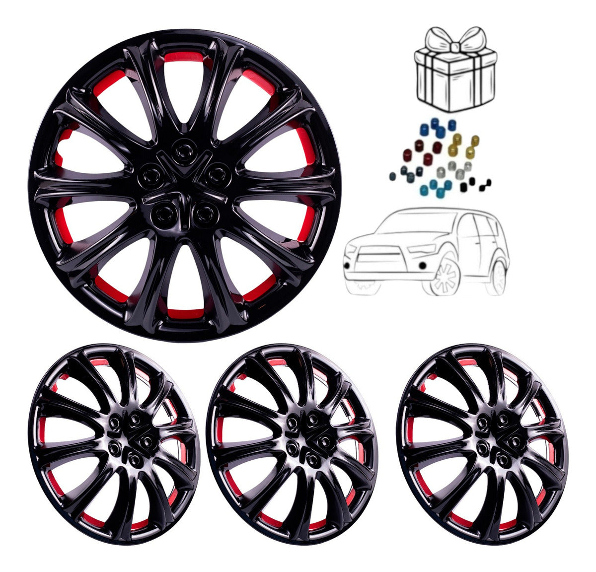 Tapones Deportivos Rin 14 Negro Rojo/naranja Owc + Regalo
