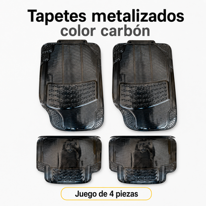 Tapete 4 Piezas Metalizado Color Negro Carbón