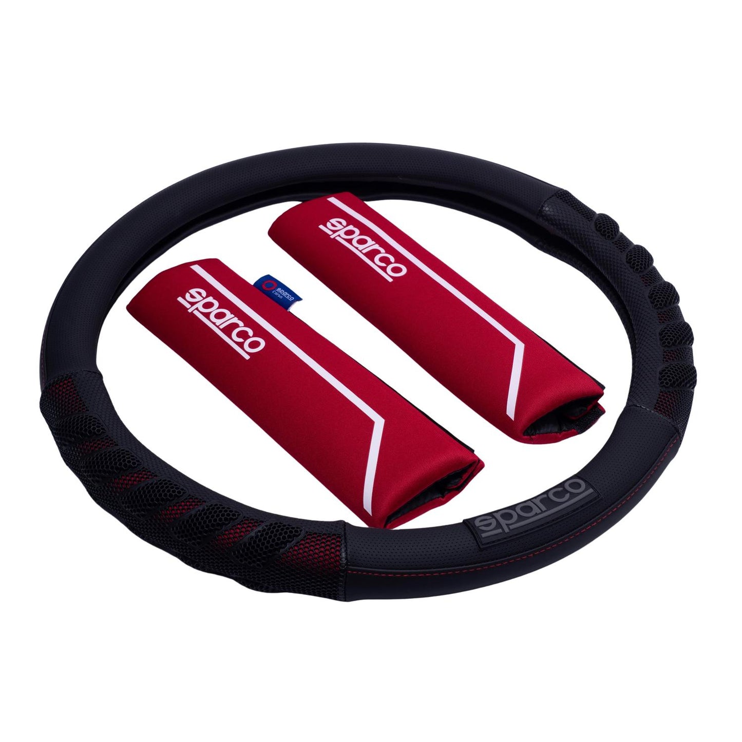 Funda Cubrevolante Sparco Negro Rojo Cubre Cinturón