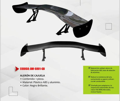Spoiler Aleron Universal Trasero Estilo Fibra De Carbono Alu