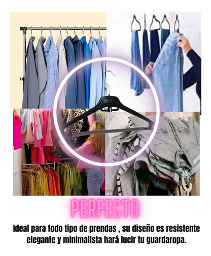 25 Ganchos De Plástico Para Ropa Con Antiderrapante