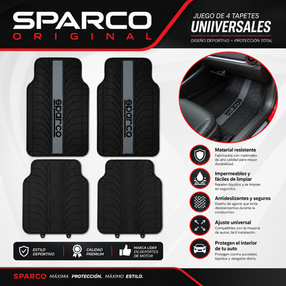 Tapete Alfombra Para Auto Universal Uso Rudo Juego 4 Pz Gris