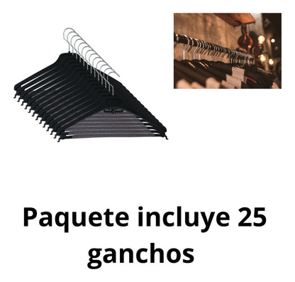 25 Ganchos De Plástico Para Ropa Con Antiderrapante
