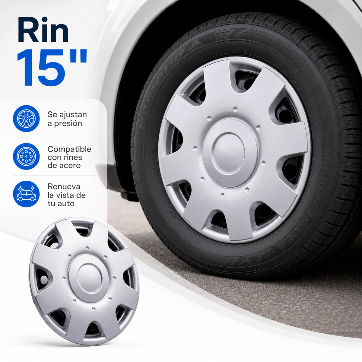 Juego De 4 Tapones Polveras Rin 15 Gris