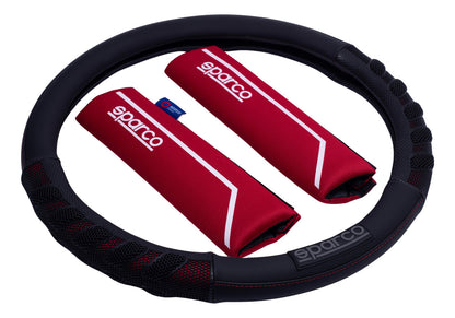Funda Cubrevolante Sparco Negro Rojo Cubre Cinturón