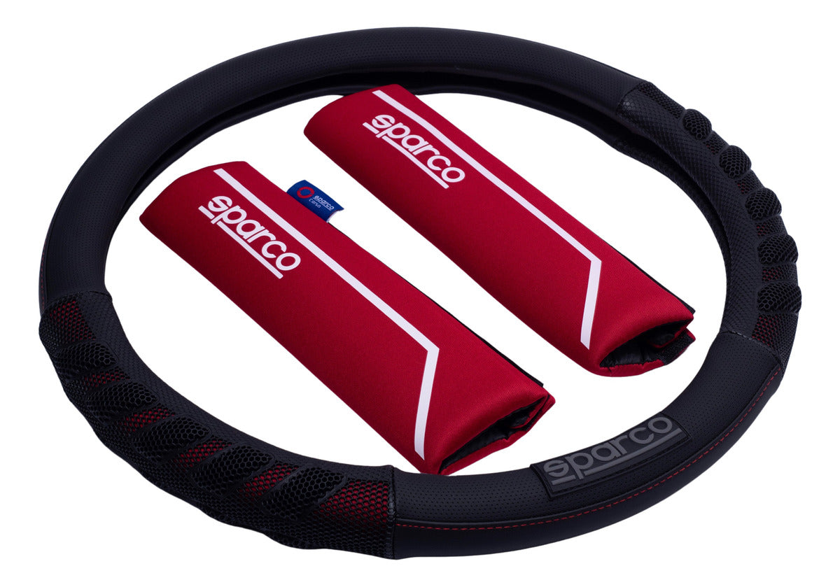 Funda Cubrevolante Sparco Negro Rojo Cubre Cinturón