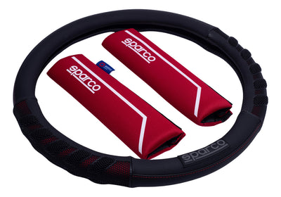 Funda Cubrevolante Sparco Negro Rojo Cubre Cinturón