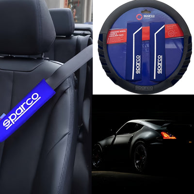 Funda Cubrevolante Sparco Negro Azul Cubre Cinturón