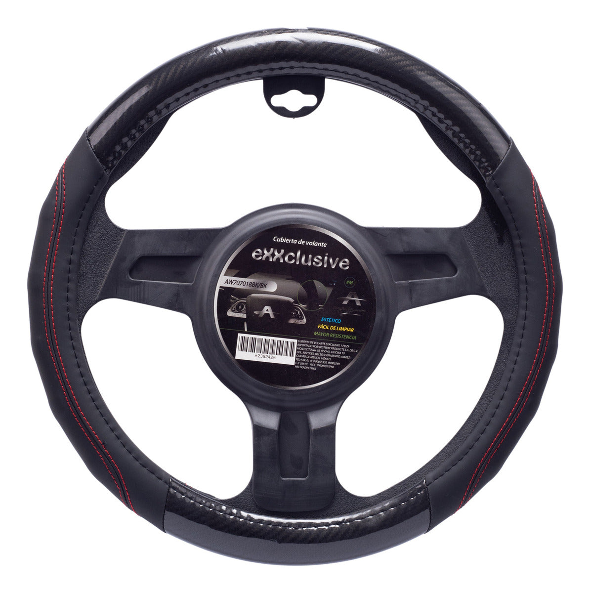 Funda Cubre Volante Fibra Carbono Universal 38cm Negro Auto