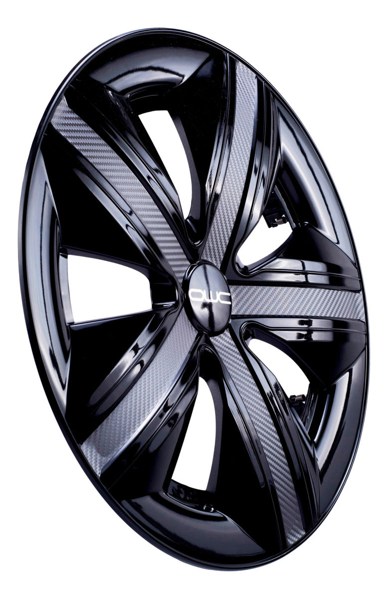 4 Tapones Polveras Llanta Extensión Negro Con Gris Rin 14