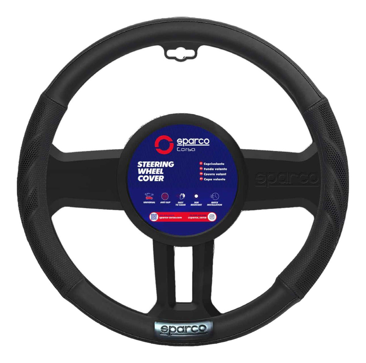 Cubre Volante Auto Sparco Placa Negro Deportivo Elegante