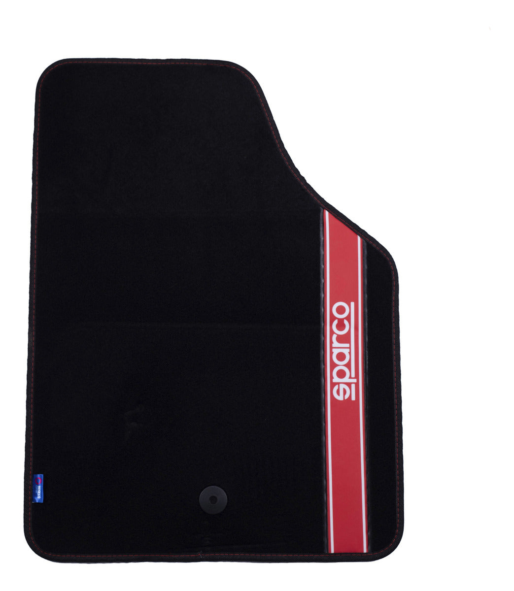 Tapete Auto 4 Alfombras Sparco Universales Negro Y Rojo