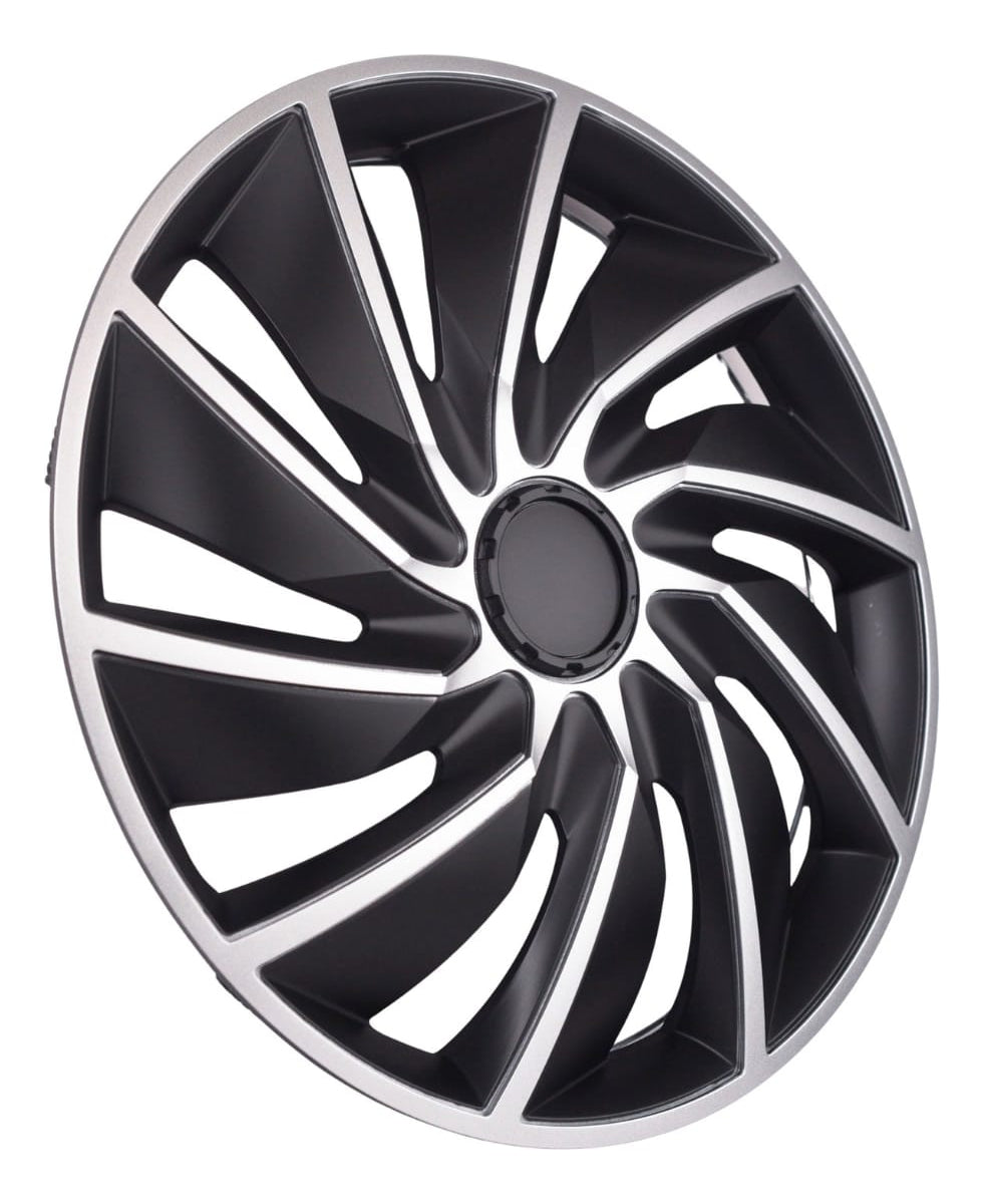 4 Tapones Lujo Europeos Silver Black Turbo Rin 13 Deportivo