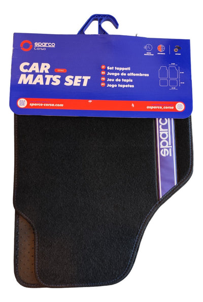 Tapete Auto 4 Alfombras Sparco Universales Negro Y Azul