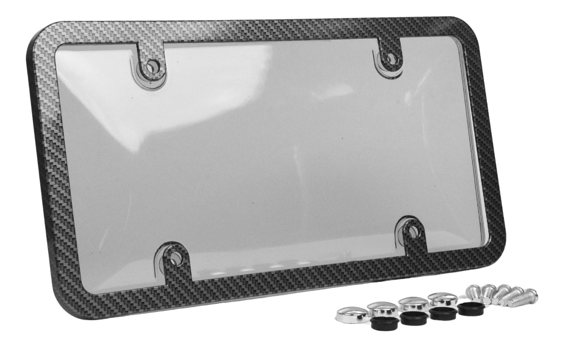 2 Pz Porta Placas Metalica Fibra Carbon Con Mica Cubre Placa