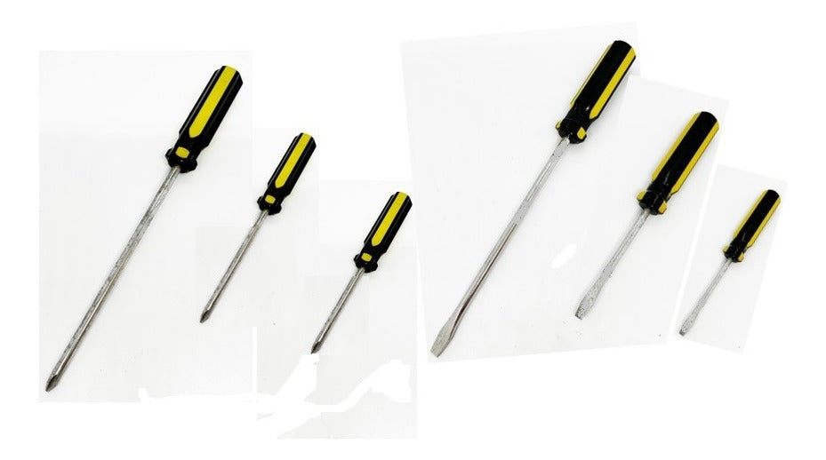 Juego De 6 Piezas Desarmadores Plano Y Cruz Mango Pvc Acero