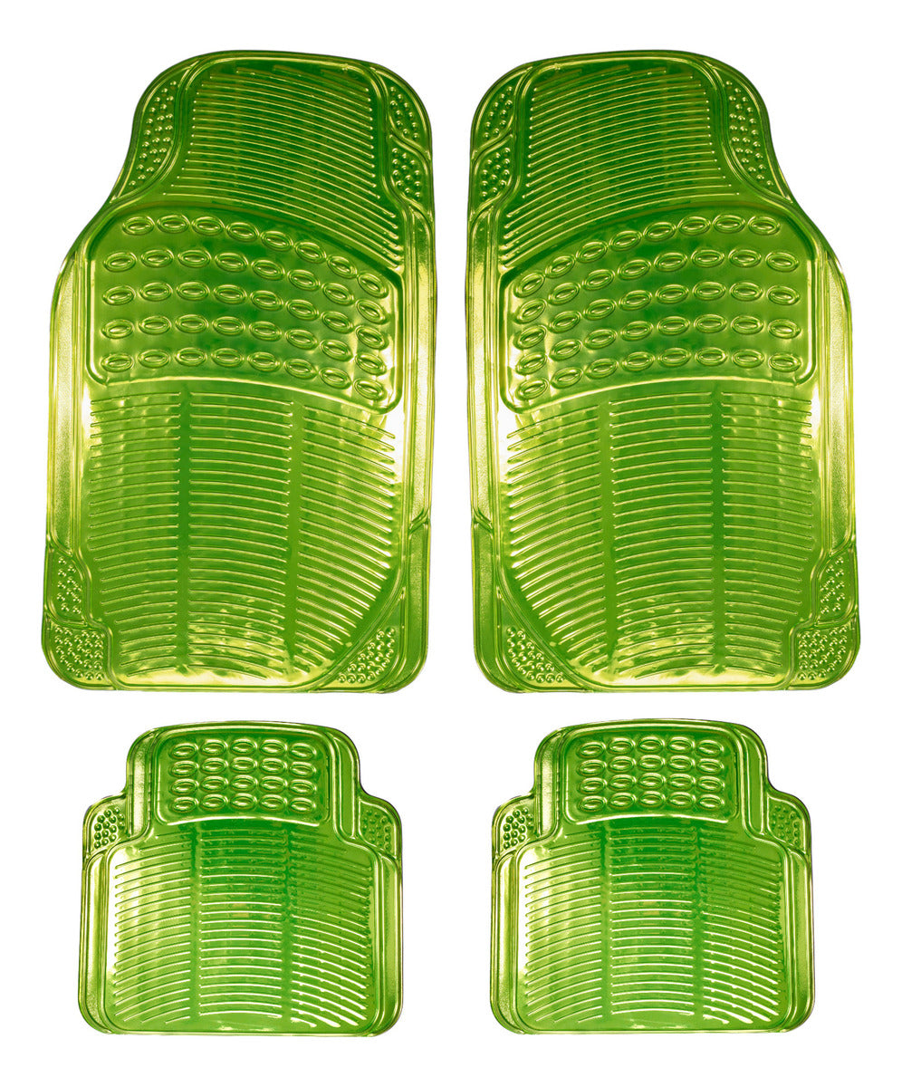 Tapete 4 Piezas Metalizado Color Amarillo Verde Uso Rudo