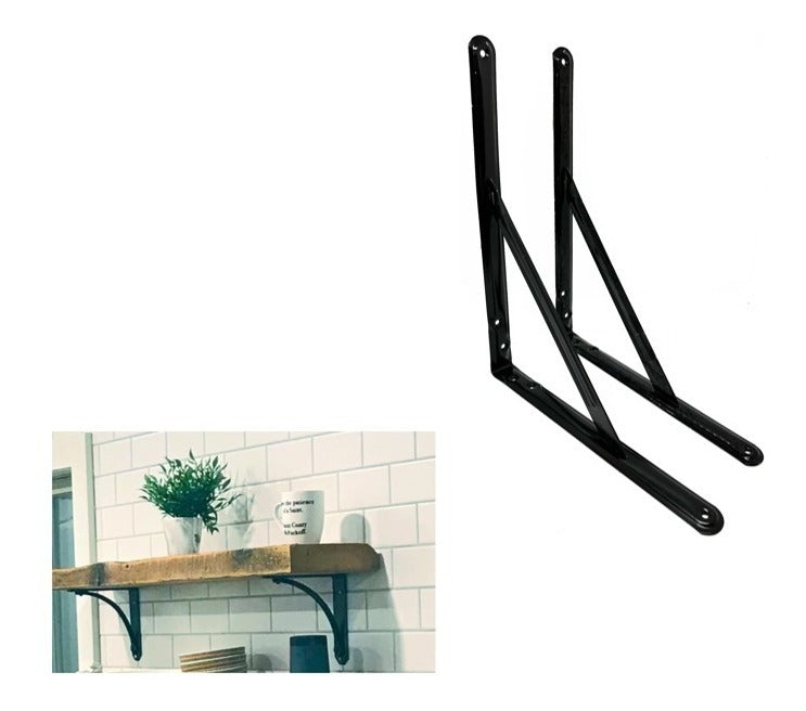 Ménsulas 25x30cm Decorativas Reforzada Negro Repisa 2pzs G