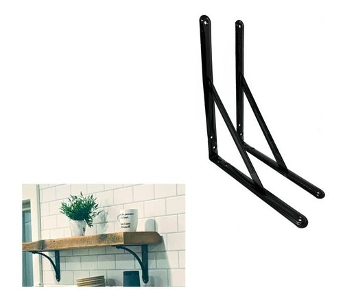 Ménsulas 25x30cm Decorativas Reforzada Negro Repisa 2pzs G