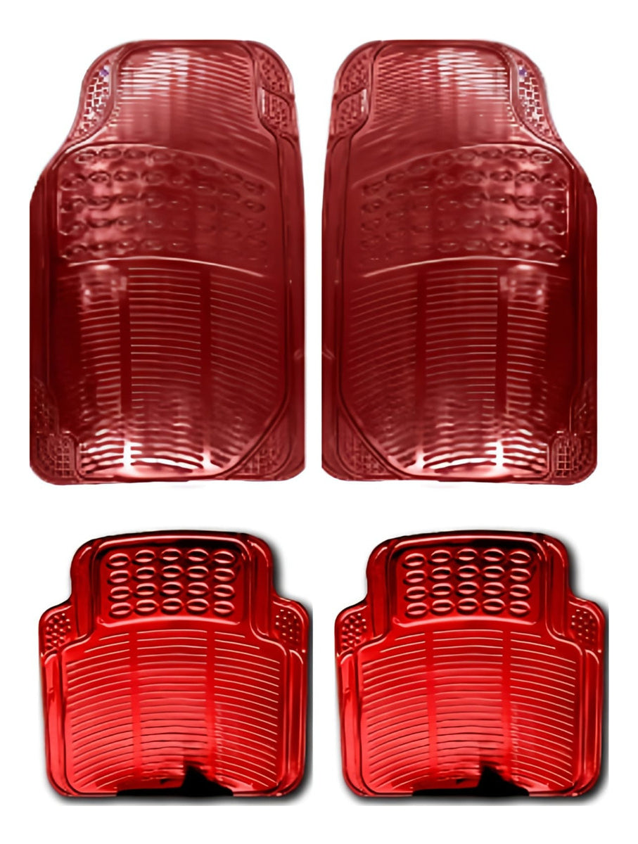 Tapete 4 Piezas Metalizado Rojo Singapur Deportivo Uso Rudo